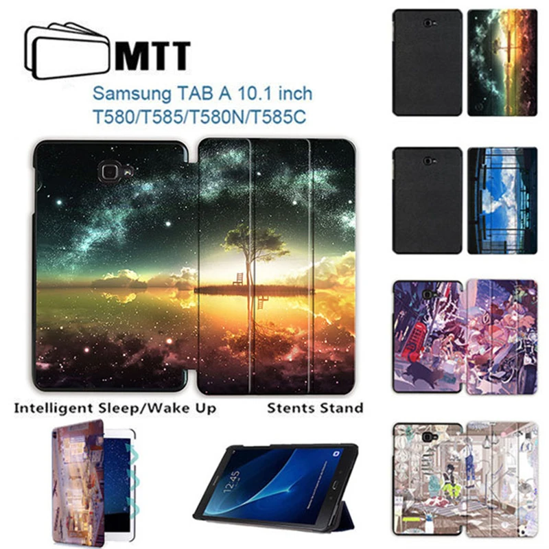 МТТ печать Аниме небесно-Смарт Стенд pu кожаный чехол для Samsung Galaxy Tab A6 10,1 2016 T585 T580 SM-T585 t580N принципиально случаях