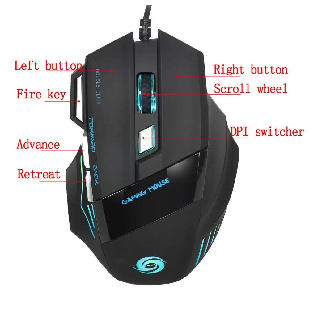 Игровой Мышь Проводная 1200/1600/2400/3200/5500 Точек на дюйм регулируемый 7 Кнопка проводной мыши оптоэлектронные для портативных ПК Тетрадь