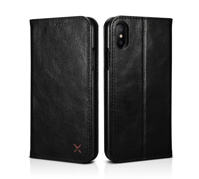 Чехол-кошелек XOOMZ из натуральной кожи для iPhone XS MAX, роскошный винтажный Магнитный флип-чехол, чехол для телефона s для iPhone X, чехол - Цвет: black