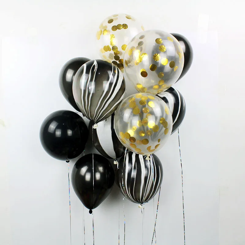 15pcs Black BlackMN KAMMIZAD воздушные шары в виде единорога на день рождения, Рамадан, розовое золото, воздушный шар "Конфетти", свадебное украшение, детский латексный шар, Гелиевый шар - Цвет: 15pcs Black BlackMN