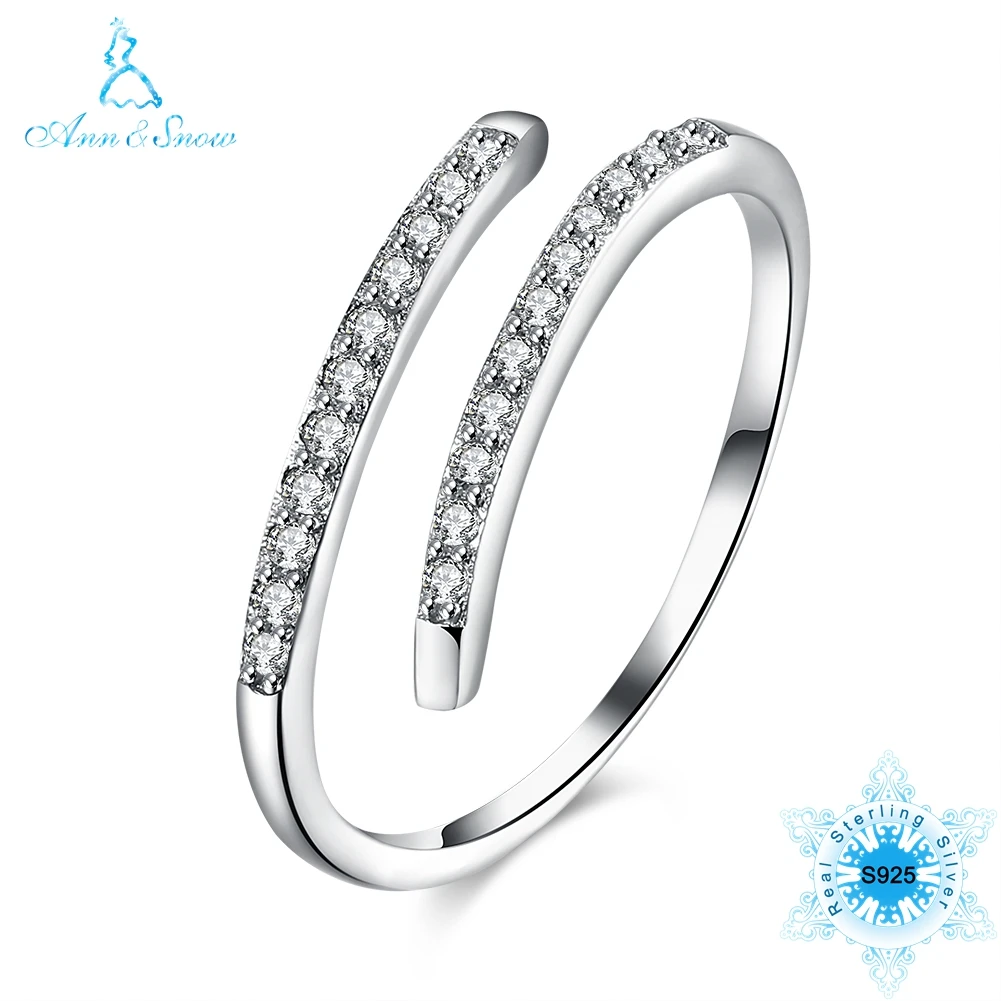 

Genuine 925 Sterling Silver Rings for Women Crystal Zircon Fashion Romantic Fine Jewelry Adjustable Size Gift for Ladies 2019