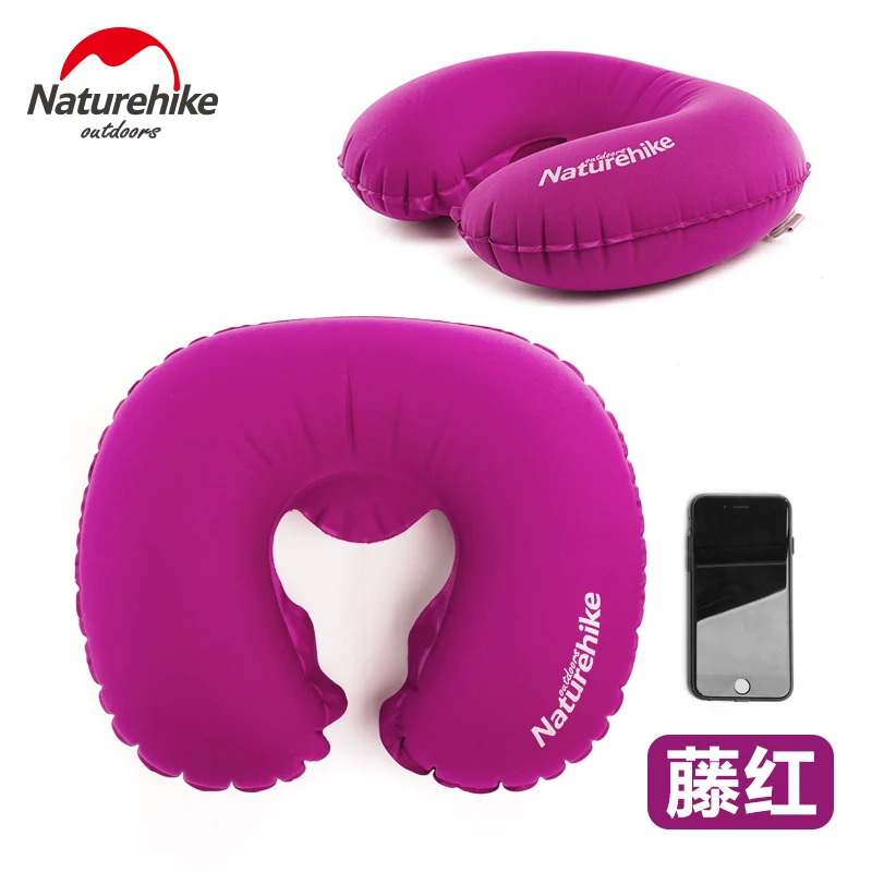 Red Naturehike U тип Открытый Отдых надувные воздушная подушка для шеи портативный автомобиль самолет мягкие подушки путешествия Air детские для сна - Цвет: Red