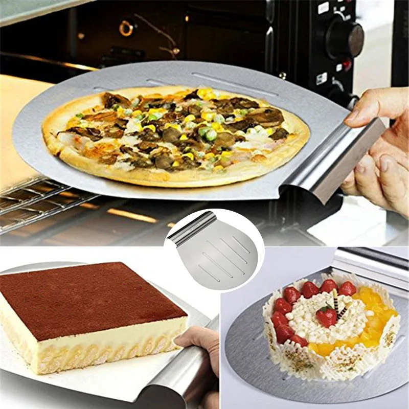 Pizza Blade Shovel Bakeware Pastry Scraper Cozinha Tools Cake Moving Plate Bread Stainless Steel Grade Transfer Cake Tray Scoop