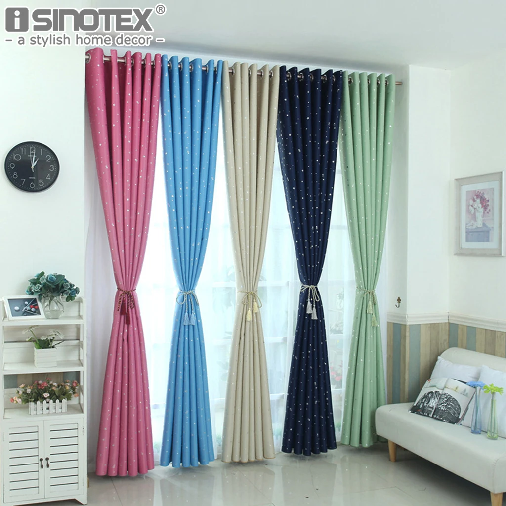 

5 Color Bronzing Window Curtain Shining Stars Decorative Living Room Blackout Window Treatment Kid Bedroom Polyester Voile Drape