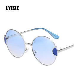 LYCZZ Круглый Солнцезащитные очки для женщин для Мода личность Бренд Дизайн Винтаж Защита от солнца очки тенденция цвет металла рамки