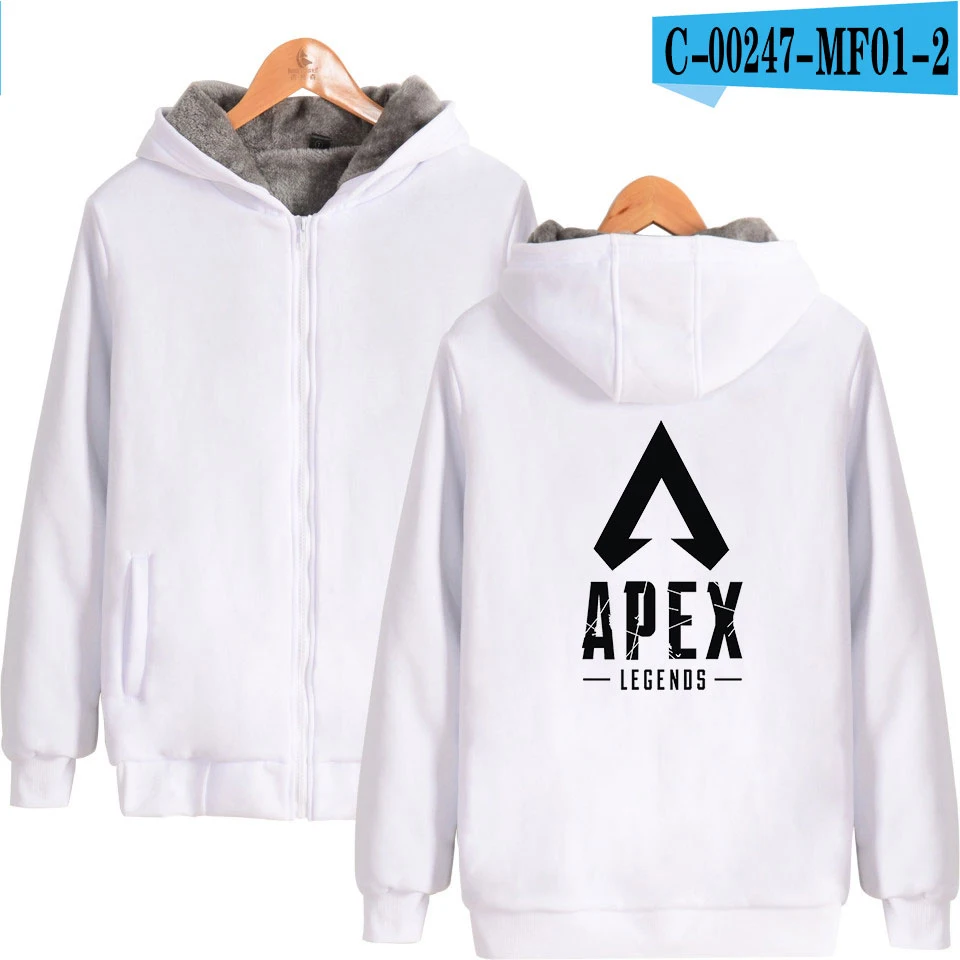Apex Legends Print горячая Распродажа толстовки на молнии с капюшоном с длинным рукавом Женская Повседневная поп одежда Большие размеры 4XL - Цвет: white