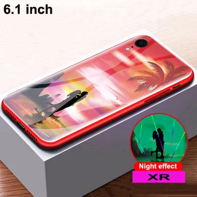 Чехол для iPhone XS XR, роскошный светящийся чехол из закаленного стекла+ мягкая задняя крышка для iPhone X, стеклянный чехол для iPhone X, чехол для телефона - Цвет: A10 XR