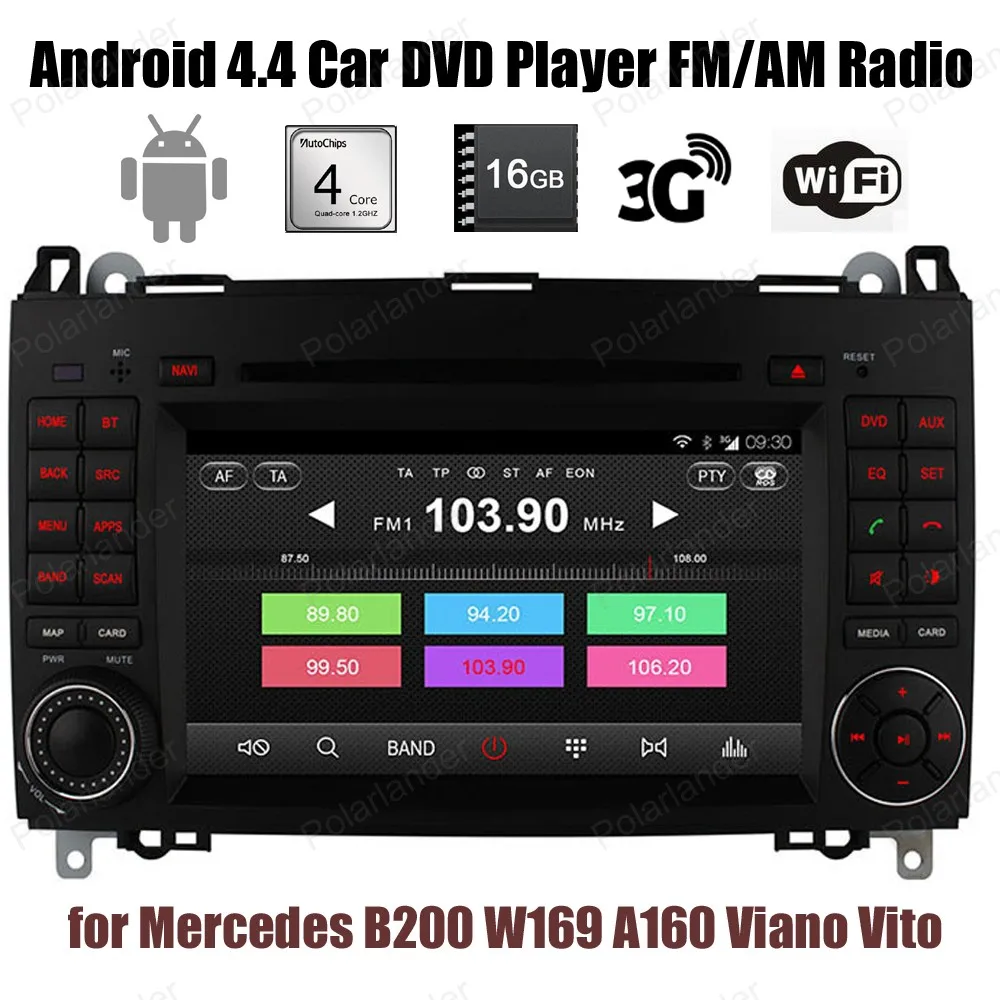 Android4.4 DVD-ПЛЕЕР Автомобиля Quad Core Поддержка BT 3 Г Wi-Fi GPS DTV DAB + TPMS Для B/enz B200 W169 A160 V/iano V/ito FM AM радио