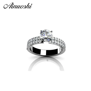 

AINUOSHI Luxury 925 Sterling Silver 1ct Shinning Round Cut 4 Prongs Women Wedding Anniversary Engagement Rings Women Party Gift