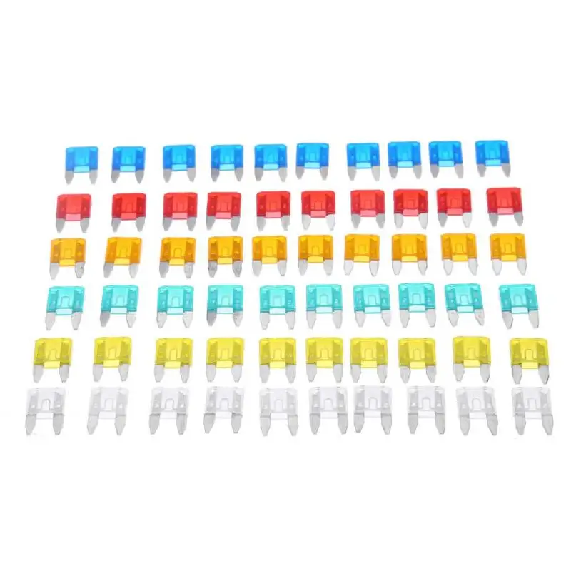 VODOOL 60 шт. Авто Грузовик мини предохранитель лезвия 5A 10A 15A 20A 25A 30A смешанный набор Светодиодная лампа для автомобиля безопасное Лезвие предохранители аксессуары