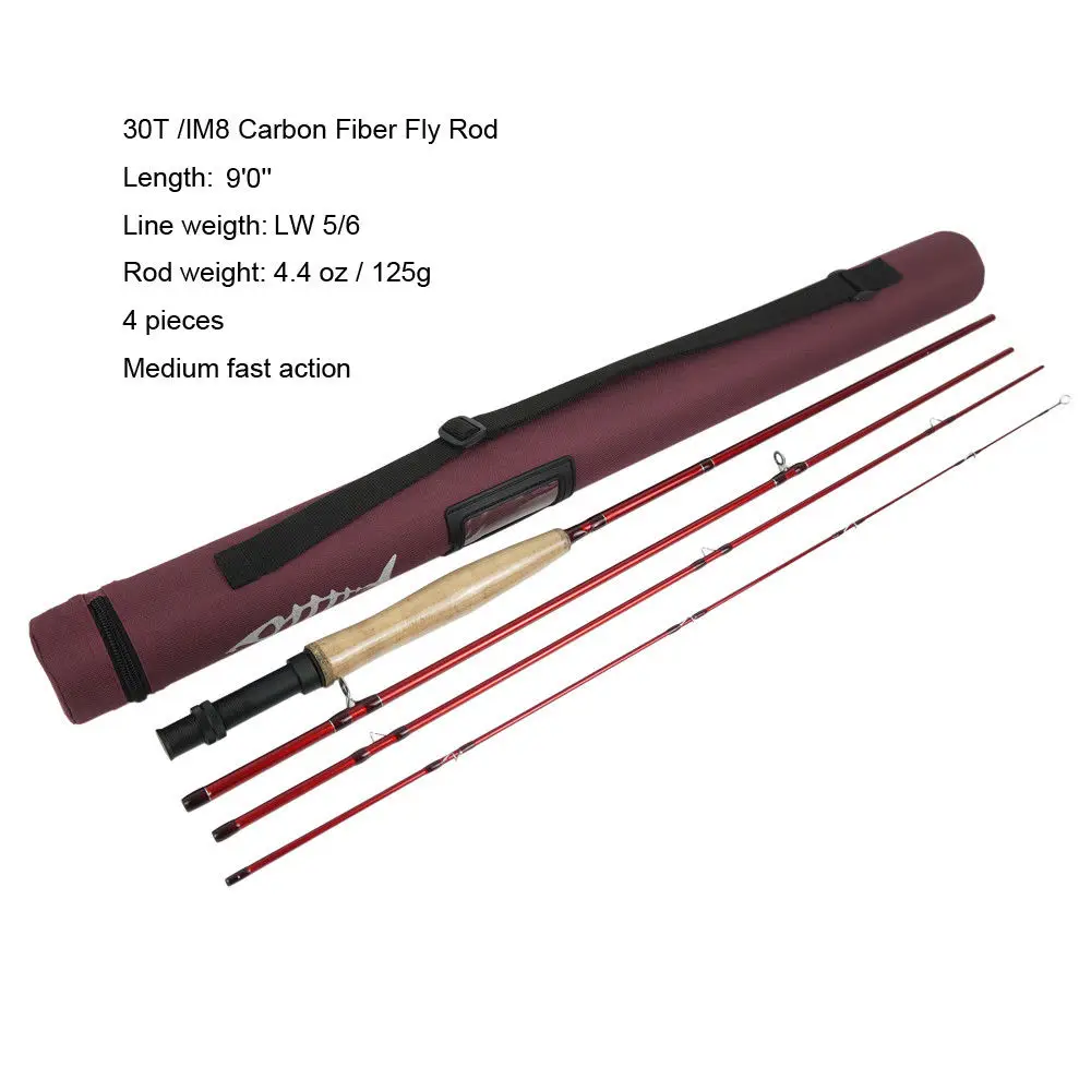 Aventik IM8 углеродного волокна 8.6ft 9ft 10ft пресноводных нахлыстом Нимфа стержней Creek и Речная Форель Fly стержень с Cordura трубки - Цвет: Красный