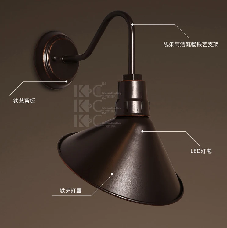 Ретро Лофт Промышленные светодиодный складной современный настенный светильник регулируемая ручка металл загородном освещение в лофте