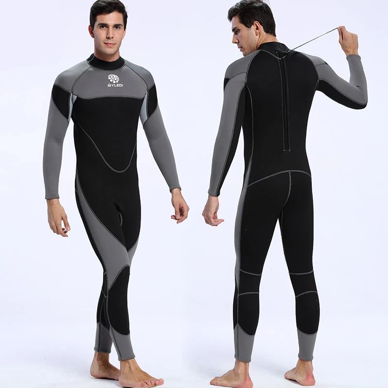 3mm neoprene men's diving suit wetsuit keeps warm swim wears size S XXL