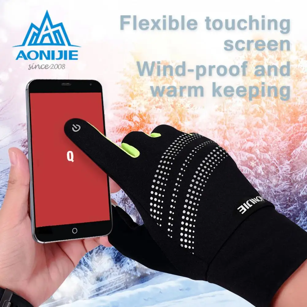 

AONIJIE 2019 New Outdoor Sports Fleece Gloves Cold Warm Wear Touch Screen Running Cycling Gloves Male Female Touch Screen Gloves