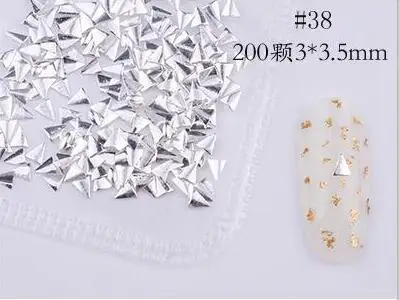 JS08-38 Смешанные формы Новое поступление полые гвоздики для нейл-арта металл/серебро 200 шт маникюрные аксессуары DIY Shell Slider гвозди PL8 - Цвет: JS08-38