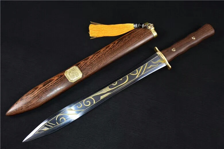 Strong Hunting Fighting Jian Sword Sharpened High Manganese Steel Blade Rosewood Scabbard