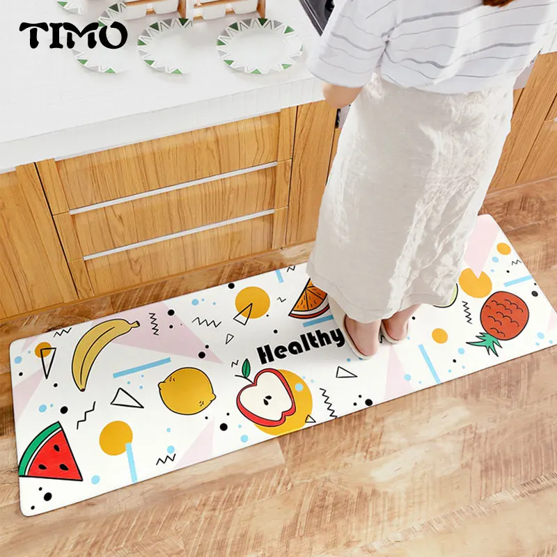 

TIMO PU Floor Mats Cartoon Lovely Printed Bathroom Kitchen Carpet Kids Room Doormats Area Rug for Living Room Anti-Slip Tapete