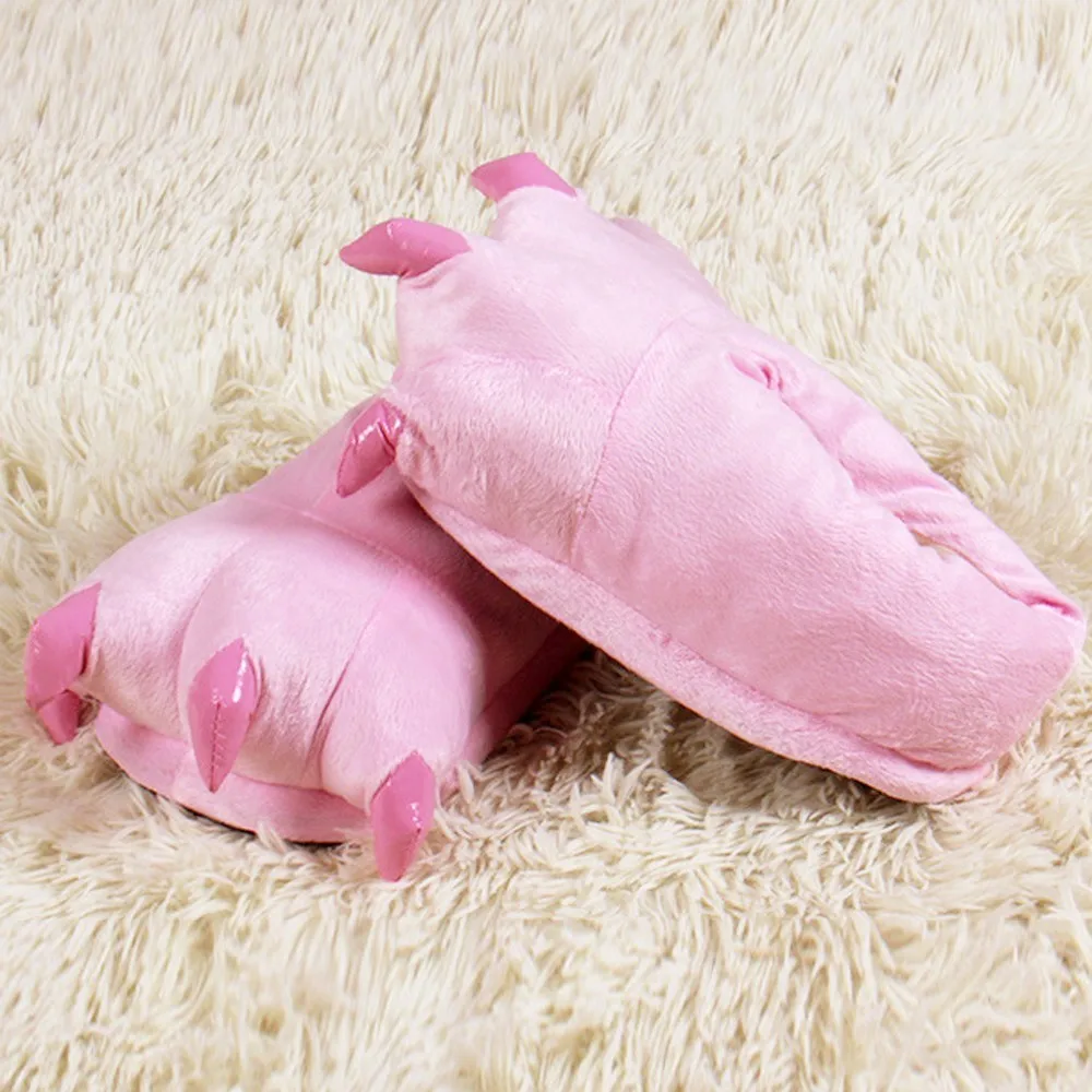 Детские зимние теплые домашние тапочки для маленьких девочек; забавная обувь в виде лап монстра; обувь для маленьких девочек