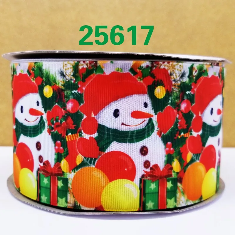 50 ярдов в Размер Рождественская лента напечатанная grosgrain лента 25716 - Цвет: 25617