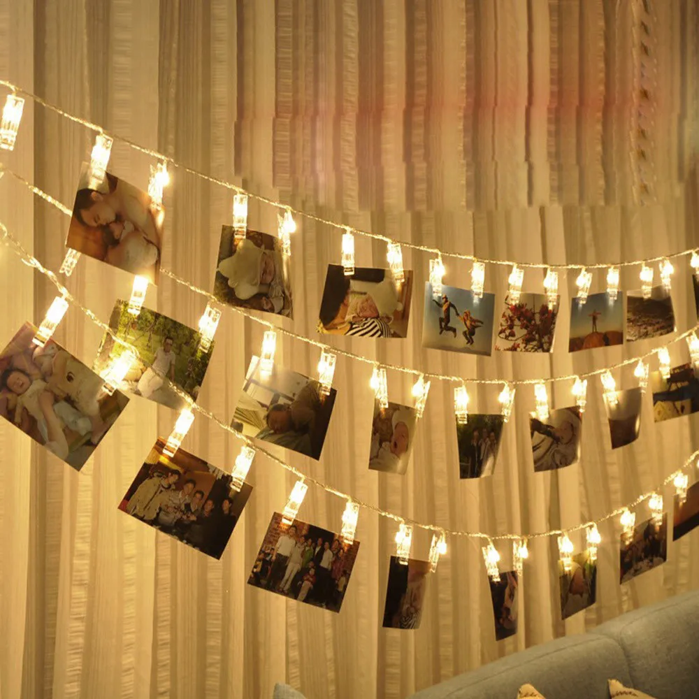 

1.5M 10 LED String Light Home Wall Hanging Card Picture Clips Photo Pegs String Light Lamp Indoor Decor Fashion String Lamp