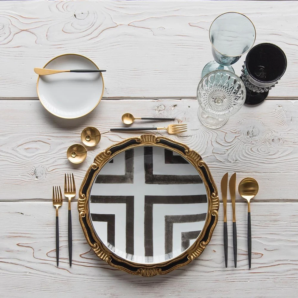4pcs/set Set Stainless Steel Noble Fork Knife Dessert Dinnerware Gold Black Cutlery for Couverts De Table kitchen dining bar Tableware посуда нож столовые приборы набор посуды flatware