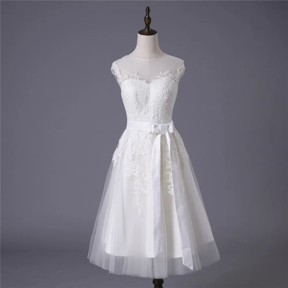 Vestido De Noiva/ Короткие свадебные платья трапециевидной формы длиной до колена тюлевые аппликации кружево дешевые свадебные платья