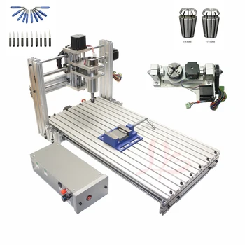

6020 3 4 5 Axis CNC Frame PCB Engrave Machine Wood Router with Rotary and Free Cutter ER11 Collet