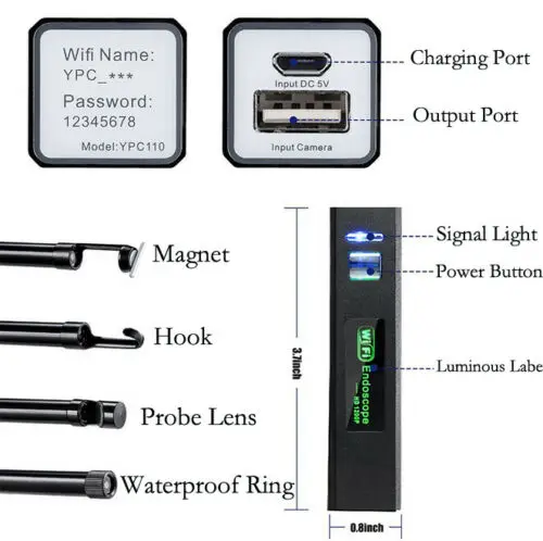 8LED беспроводной Эндоскоп IP68 WiFi эндоскоп обнаружения HD камера для IPhone