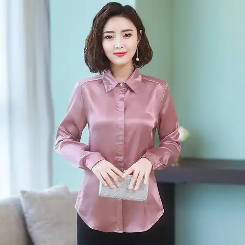 Pink satin blouse Clearance