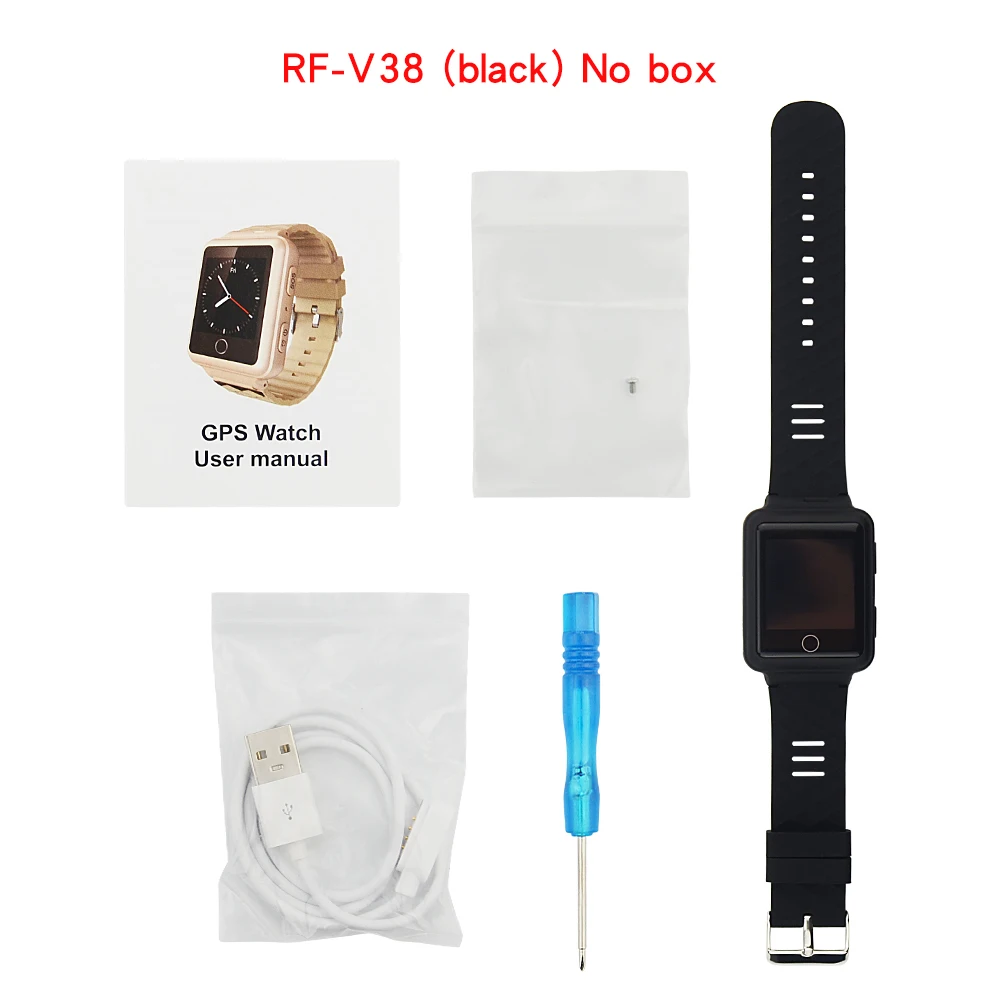 No box(black) Многофункциональные умные часы, gps-трекер, RF-V38 устройство слежения в реальном времени, 1,44 дюймов, цветной сенсорный экран, воспроизведение истории - Цвет: No box(black)