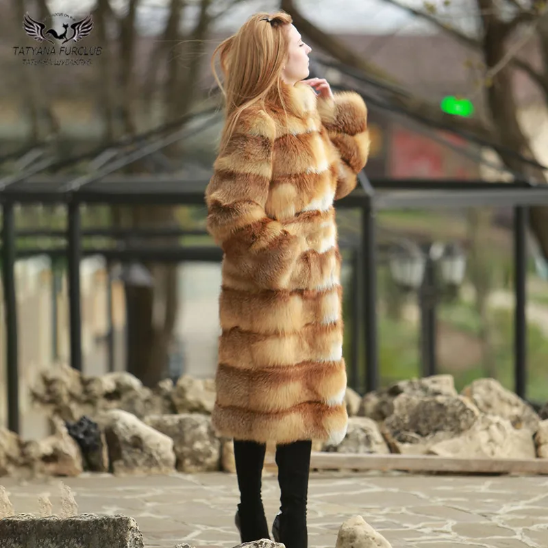 

Tatyana Furclub New Arrival Real Fur Coat For Women Natural Red Fox Fur Jacket Long Detachable Outwear Thick Warm Parkas Fashion