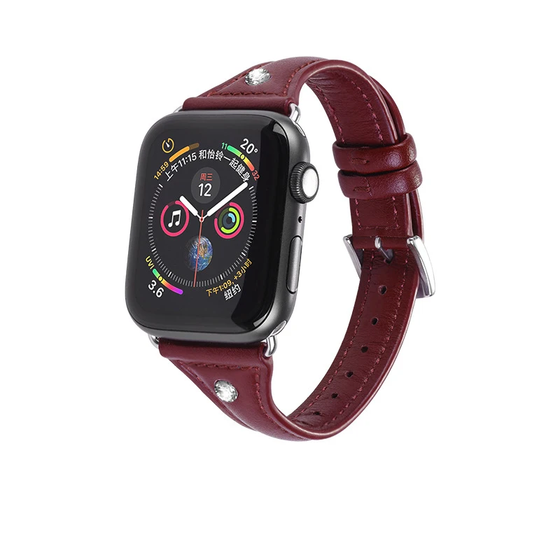 42 мм 38 мм для Apple Watch ремешок из натуральной кожи для женщин бриллиантовый ремешок для часов I Watch Series 4 3 2 1 браслет Лето