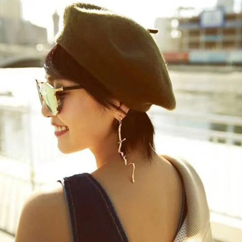 Женские серьги подвески в форме лица золотого цвета|Серьги-подвески| |