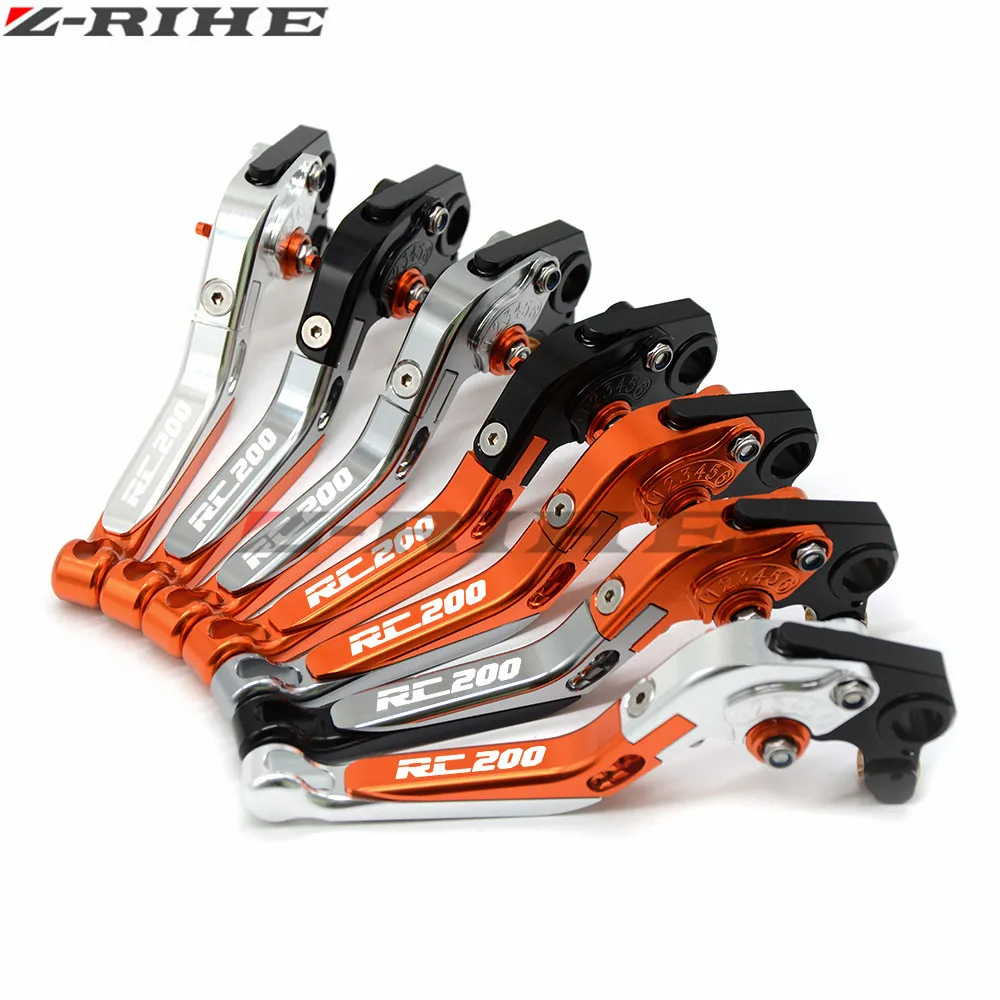 

FOR RC200 LOGO Orange Motorcycle aluminum Adjustable Foldable Lengthening brake clutch levers for KTM 200 Duke/RC200 2014-2016