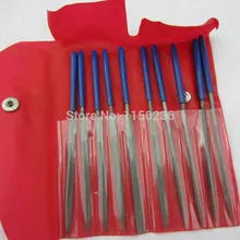 GH291-2 Ювелирная гравировка установка синий полукруглая ручка файл, 10 шт./компл., 3*140 10 шт. набор иголок, Алмазный игольчатый напильник