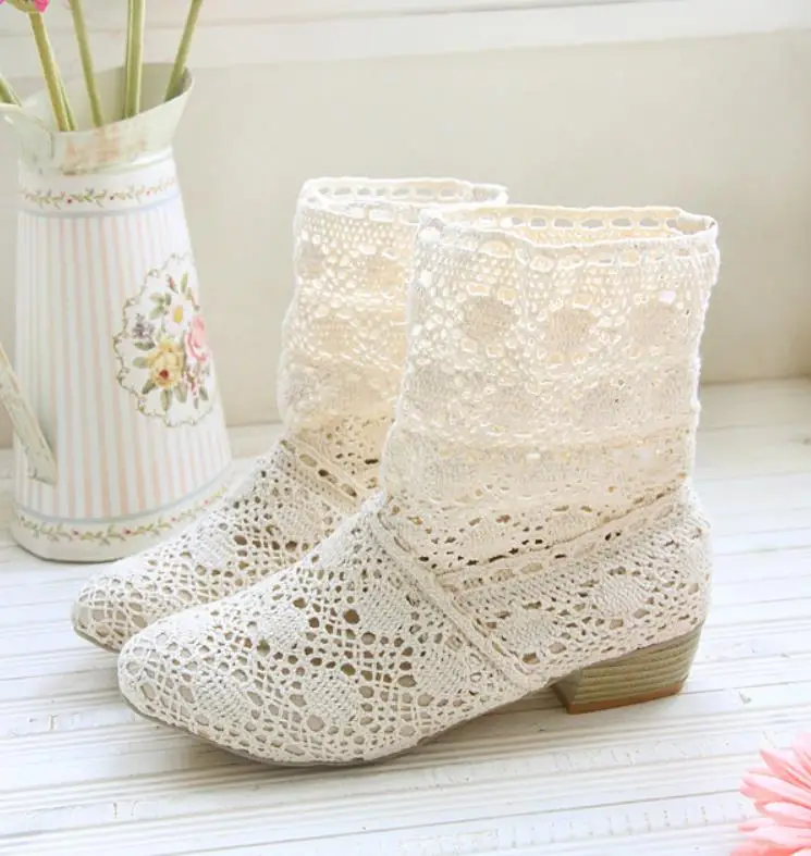 

Summer and autumn boots new trend hollow net boots low heel fashion wild women's shoes