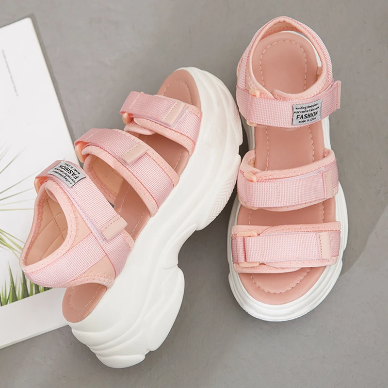 Fashion Women Sandals Platform Wedges Girls Shoes Thick Heel Lace Up Outdoor Breathable Female Beach Sport Sandals Size 35-39