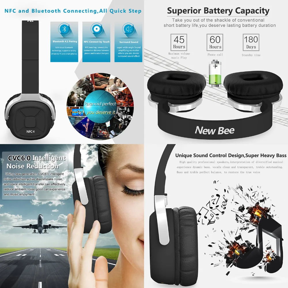 Беспроводные стерео Bluetooth 4,1 наушники NFC Музыкальная гарнитура с Шагомером наушники 2 в 1 Hands-free с микрофоном для смартфона