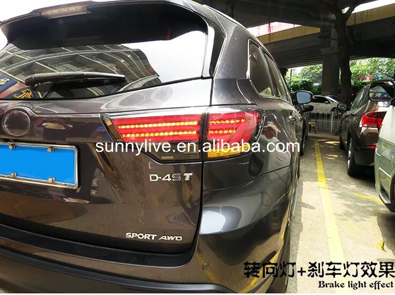 Для Toyota Kluger Highlander три полосы светодиодный задний фонарь года черного Дымчатого Цвета BZW