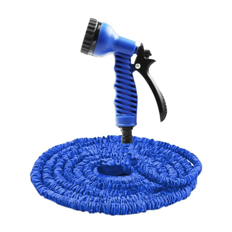 Blue 25FT-150FT удлиняемый садовый шланг волшебный гибкий шланг для воды пластиковые шланги трубы с распылителем для полива - Цвет: Blue