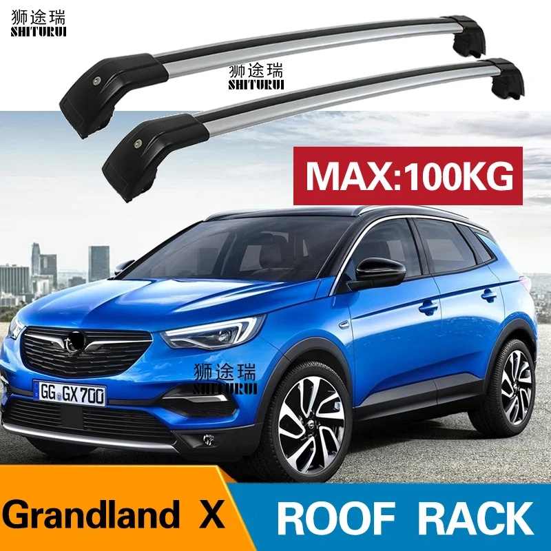 2 قطعة سقف القضبان لأوبل Grandland X SUV 2017 2018 سبائك الألومنيوم الجانب القضبان عبر القضبان حامل سقفي الأمتعة CUV SUV
