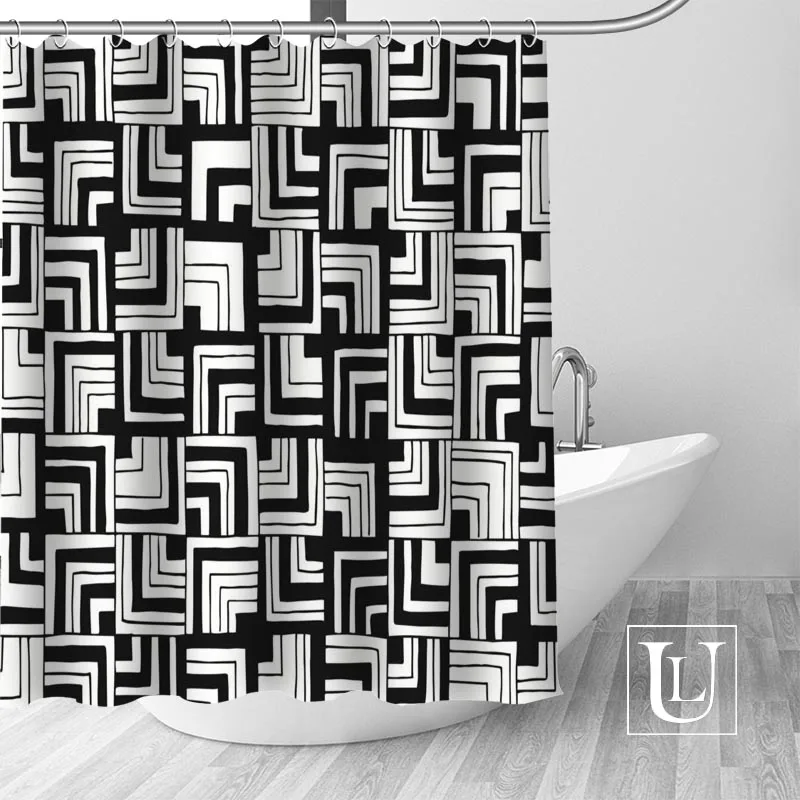 shower curtain Водонепроницаемая занавеска для ванной комнаты s Современная черная и белая линия занавеска для душа полиэфирная Ванна Экраны Регулируемая штора - Цвет: shower curtain