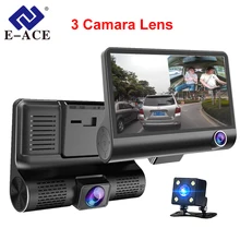 E-ACE Автомобильный dvr 3 камеры s объектив 4,0 дюймов Dash камера двойной объектив с камерой заднего вида видео рекордер Авто регистратор цифровые видеорегистраторы