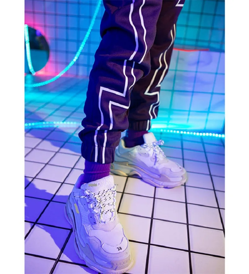 spring and summer new retro trend lightning pattern printing men's feet casual retro sweatpants