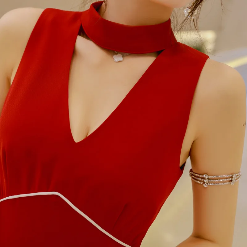 2019 Summer Sexy V-neck High Slit Woman Jumpsuit Eleglant Red Elegant Bodysuit Rompers Womens Jumpsuit Combinaison Femme 2019 Summer Sexy V-neck High Slit Woman Jumpsuit Eleglant Red Elegant Bodysuit Rompers Womens Jumpsuit Combinaison Femme