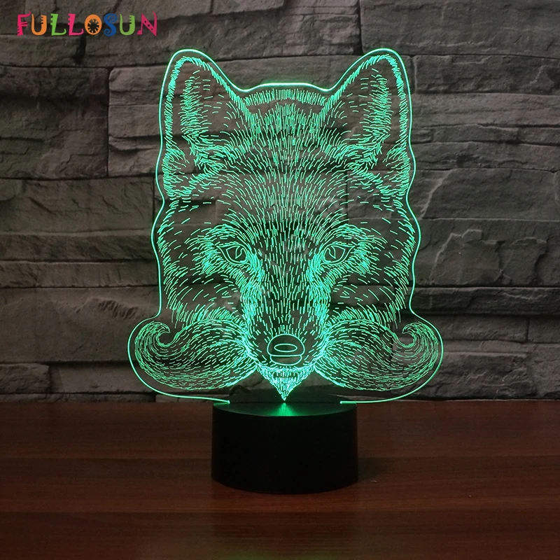 Animal Wolf 3D LED Night Lights 7 Color Light Table Lamp for Party