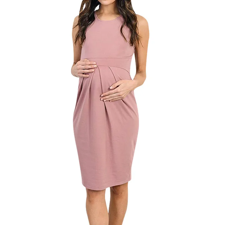 

MUGGEW Women's Dress Maternity Sleeveless Clothes for Pregnant Women Female's Ruffles Nursing Baby Vest 2019 Pregnancy Sundress