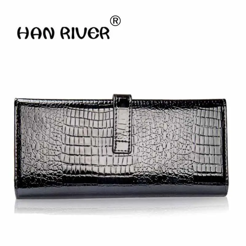 

HANRIVER 2018 The new season is a fashionable and style, and elegant style, lady crocodile skin long leather wal