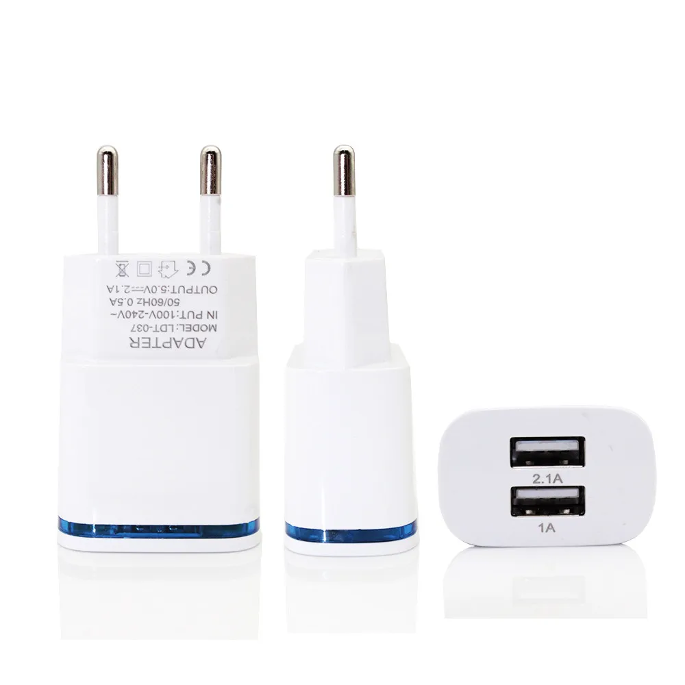 2 Порты usb Зарядное устройство для iPhone для Samsung светильник светодиодный розетки ЕС 5В 4A настенный адаптер мобильного Универсальное зарядное устройство для мобильного телефона# S