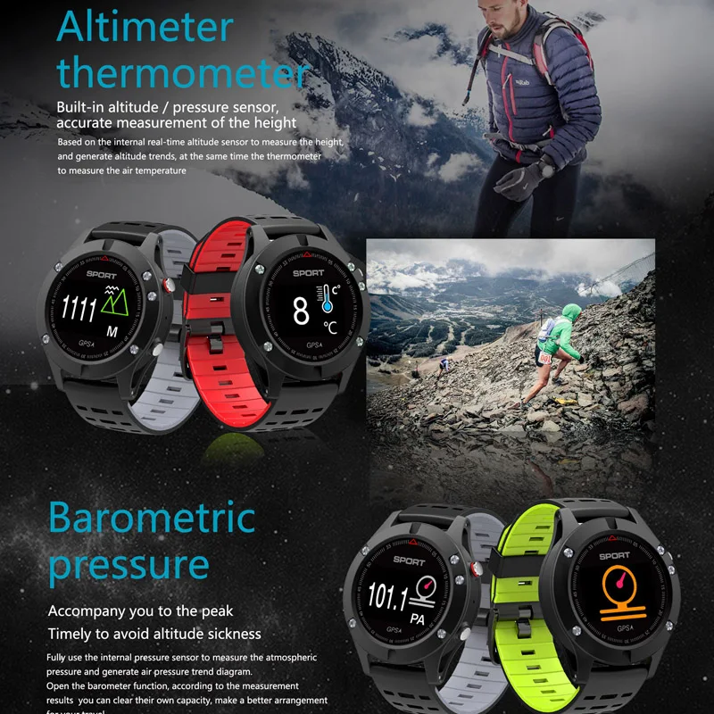 № 1 F5 SmartWatch сердечного ритма мониторинг сна Смарт-часы альтиметр барометр термометр GPS на открытом воздухе спортивные часы
